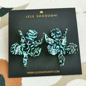 Lele Sadoughi Small Paper Lily Earrings in Green